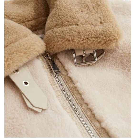 Mango Oversized Faux Fur and Shearling Effect Jacket In Ecru Size Small - Picture 2 of 16